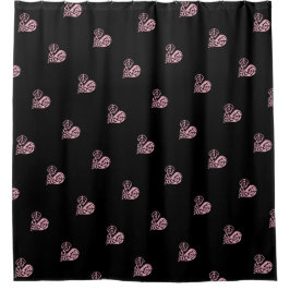 Vet roze en zwarte Filigree Heart Shower Curtain Douchegordijn