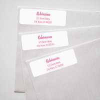 Vet, roze familienaam retouradres label