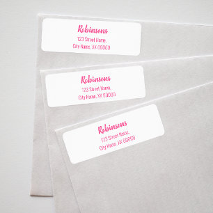 Vet, roze familienaam retouradres label