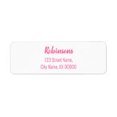 Vet, roze familienaam retouradres label (Voorkant)