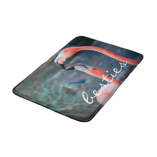 Vet roze flamingo besties vrienden foto Schattige  Badmat (Gekanteld)