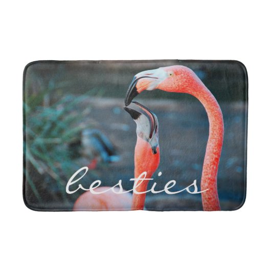 Vet roze flamingo besties vrienden foto Schattige  Badmat (Voorkant)