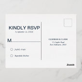 Vet roze Floral RSVP Folie Weddenschap Briefkaart (Achterkant)