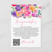 Vet roze floral waterverf Qr huwelijksreis wensen Informatiekaartje (Voorkant)