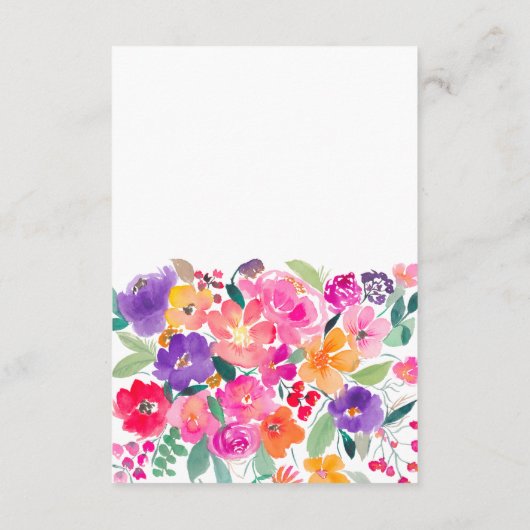 Vet roze floral waterverf Qr huwelijksreis wensen Informatiekaartje (Achterkant)