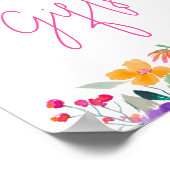 Vet roze florale waterverf vrijgezellenfeest gesch poster (Hoek)