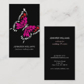 Vet Roze geschilderde vlinder op zwart Visitekaartje (Voorkant / Achterkant)