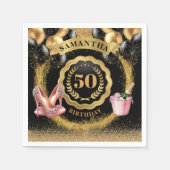 Vet Roze Hakken Servetten met Zwarte Ballon Design (Voorkant)