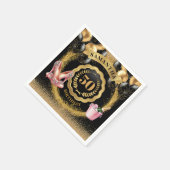 Vet Roze Hakken Servetten met Zwarte Ballon Design (Hoek)