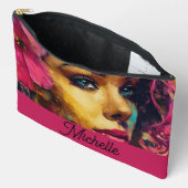 Vet Roze Hibiscus en Vrouw Accessoirezak Etui (Open)