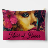 Vet Roze Hibiscus en Vrouw Accessoirezak Etui (Achterkant)