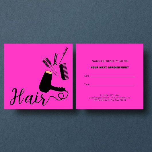 Vet Roze Kapper Herinnering Afspraak Kaart Vierkante Visitekaartje