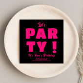 Vet Roze Let's Party Typografie Volwassen Verjaard Kaart