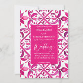 Vet roze magenta Spaans tegels alles in één bruilo Kaart (Voorkant)