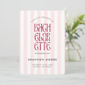 Vet Roze Magenta Stripes Bachelorette Weekend Kaart (Staand voorkant)