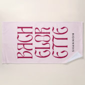 Vet Roze Magenta Typografie Bachelorette Bride Strandlaken (Voorkant)