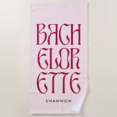 Vet Roze Magenta Typografie Bachelorette Bride Strandlaken (Voorkant)