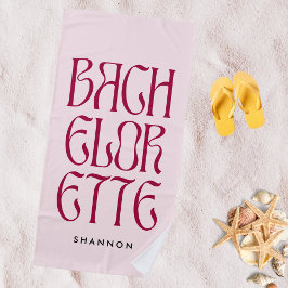 Vet Roze Magenta Typografie Bachelorette Bride Strandlaken