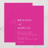 Vet roze minimalistisch script in één huwelijk kaart (Voorkant / Achterkant)