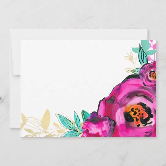 Vet Roze Moderne Bloemen Waterverf Verjaardagsfees Kaart (Achterkant)