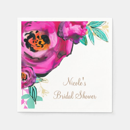 Vet Roze Moderne Florence Vrijgezellenfeest Waterv Servetten (Voorkant)