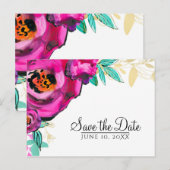 Vet roze Moderne Florence Waterverf sparen de Datu Aankondigingskaart (Voorkant / Achterkant)