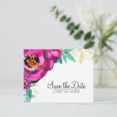 Vet roze Moderne Florence Waterverf sparen de Datu Aankondigingskaart (Staand voorkant)