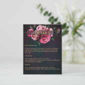 Vet roze moderne pony Flower Chic Wedding Informatiekaartje (Staand voorkant)