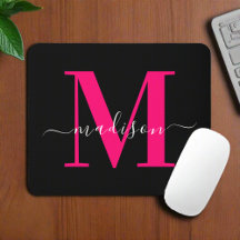 Vet Roze Monogram Initiaal Typografie Zwart Girly