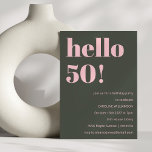 Vet Roze Olijf Salie Modern 50ste Verjaardagsfeest Kaart<br><div class="desc">Vet Typografie Blush Roze en Olijf Sage Groen Modern 50ste Verjaardag Uitnodiging</div>