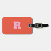 Vet roze oranje monogram cadeau feest gunst 2025 bagagelabel (Voorkant horizontaal)