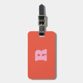 Vet roze oranje monogram cadeau feest gunst 2025 bagagelabel (Voorkant verticaal)