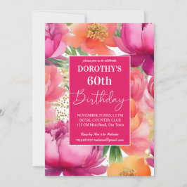 Vet roze oranje pioen elegant verjaardagsfeestje kaart