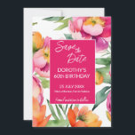 Vet roze oranje zomerbloemen verjaardagsfeestje save the date<br><div class="desc">Vet roze sinaasappel zomerbloemen verjaardagsfeest uitnodiging sjabloon save the date card,  hot pink floral save the date card</div>