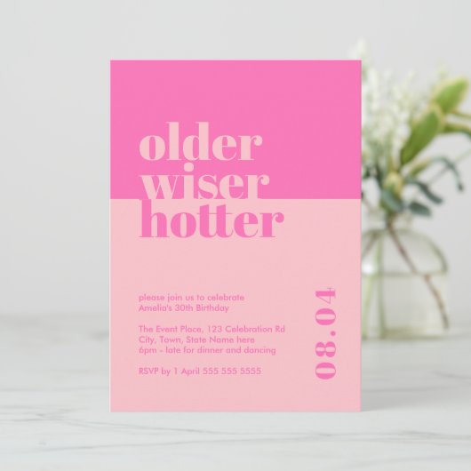 Vet Roze Ouder, Wijzer, Heter 30e Verjaardag Kaart (Staand voorkant)