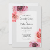 Vet Roze & Paarse Lente Rozen Bruiloft Kaart (Voorkant)
