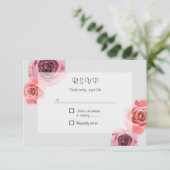 Vet Roze & Paarse Lente Rozen RSVP Kaartje (Staand voorkant)