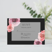 Vet Roze & Paarse Lente Rozen RSVP Kaartje (Staand voorkant)