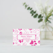 Vet Roze Poot Print Hond Walker | oppas Visitekaartje (Staand voorkant)