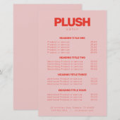 Vet roze & Red Moderne Business Service Price List (Voorkant / Achterkant)