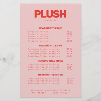Vet roze & Red Moderne Business Service Price List