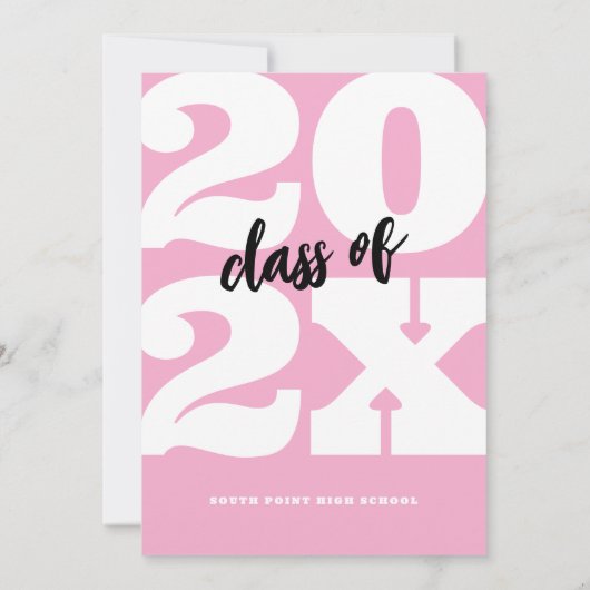 Vet Roze Retro Afstuderen Kaart (Achterkant)