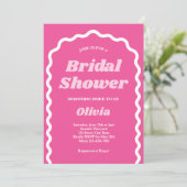 Vet Roze Retro Groovy Arch Vrijgezellenfeest Kaart (Staand voorkant)