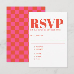 Vet roze rode kaardplaat RSVP kaartje