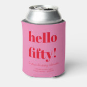 Vet roze rode moderne 50e verjaardag - Aangepast Blikjeskoeler (Blikje Achterkant)