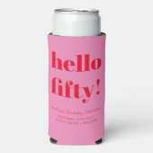 Vet roze rode moderne 50e verjaardag - Aangepast Seltzer Blikjeskoeler (Seltzer Voorkant)