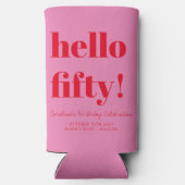 Vet roze rode moderne 50e verjaardag - Aangepast Seltzer Blikjeskoeler (Achterkant)