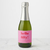 Vet roze rode moderne 50e verjaardag - Aangepaste  Sparkling Wijnetiket (Voorkant)