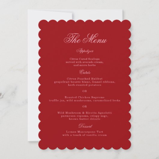 Vet roze rode script trouwmenu kaart (Voorkant)