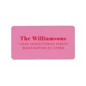 Vet roze rode Typografie Aangepast retouradres Etiket (Voorkant)